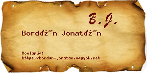 Bordán Jonatán névjegykártya